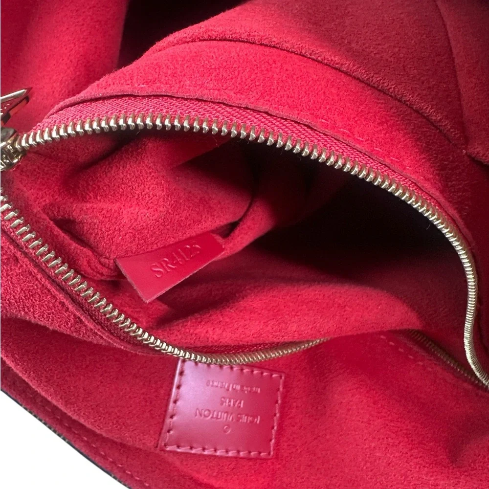 LOUIS VUITTON Damier Ebene Tote Bag with Red Accents - Picture 9 of 10